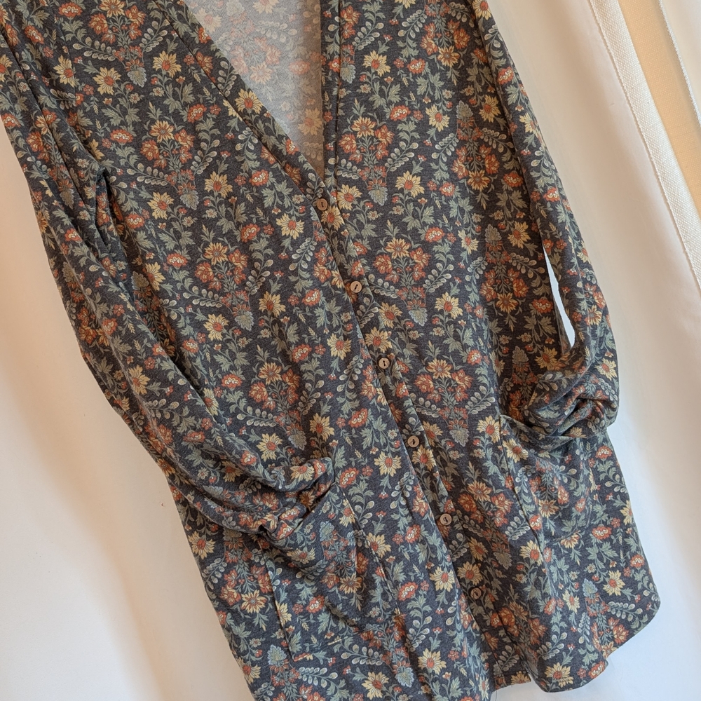 Agnes & Dora Floral Cardigan in Blue and Orange